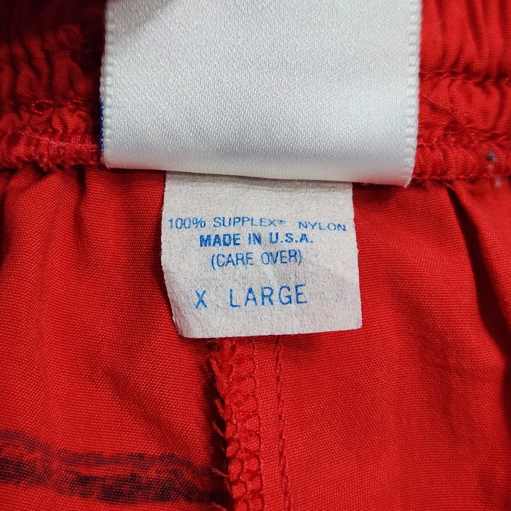 Vintage Mizuno Volleyball Shorts Mens XL Red Supplex Nylon Graphic 90s USA Made